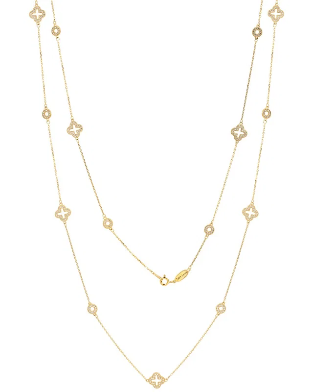 Suzy Levian CZ Jewelry Suzy Levian Silver CZ Clover Circle Station Necklace, image 1 of 1 from Rue La La