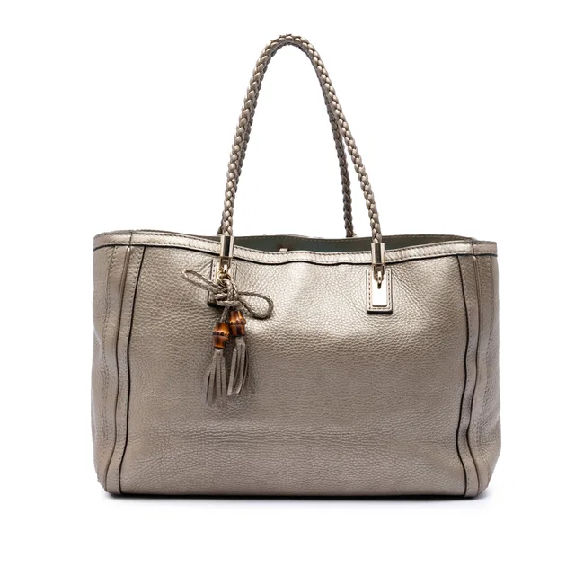 Gold Gucci Metallic Calfskin Bella Tote in Gold Calfskin from Designer Revival