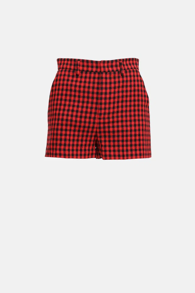REDValentino Checkered Mini Shorts in Wool from VSP Consignment