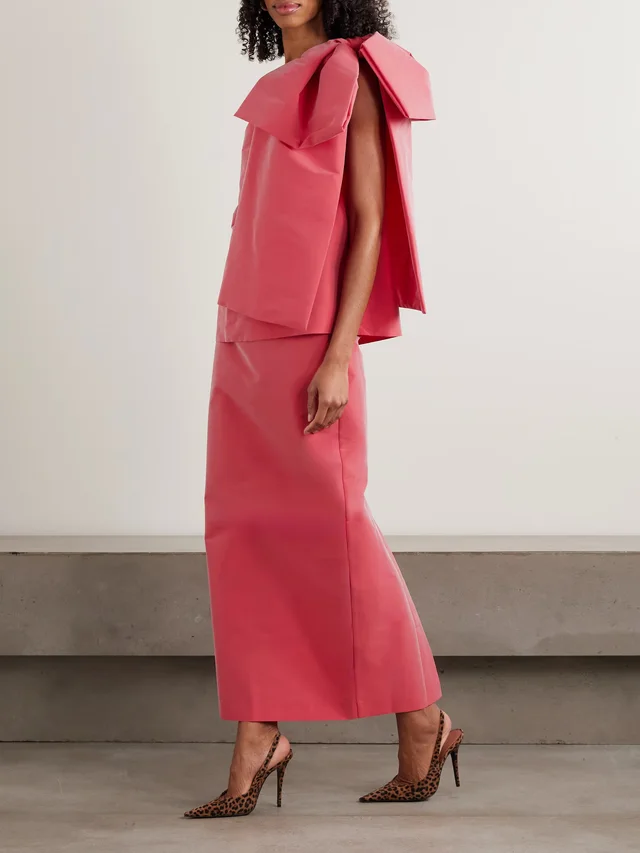 BERNADETTE Winnie one-shoulder bow-detailed taffeta top in Pink, photo 2 of 2 from NET-A-PORTER (Canada)