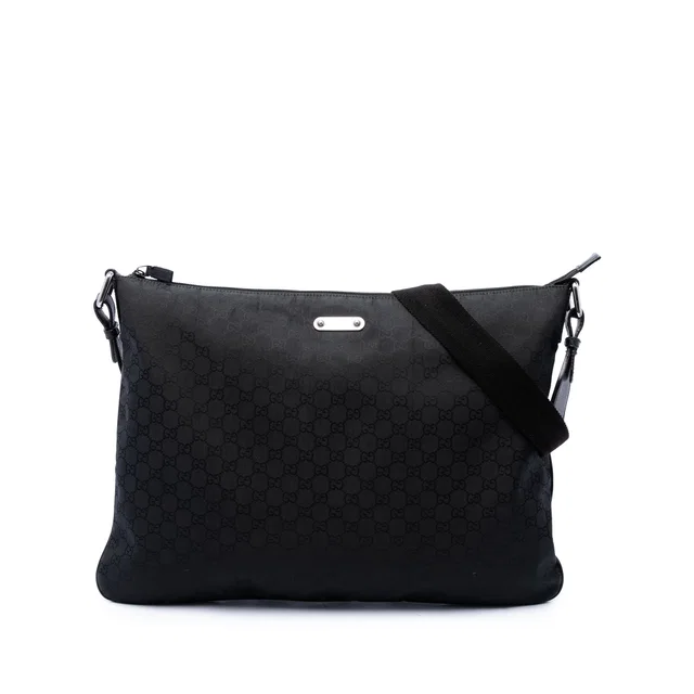 Black Gucci GG Nylon Crossbody in Black Nylon from Designer Revival