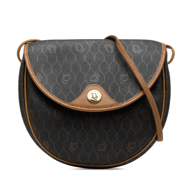 Black Dior Honeycomb Coated Canvas Crossbody in Black Coated canvas from Designer Revival