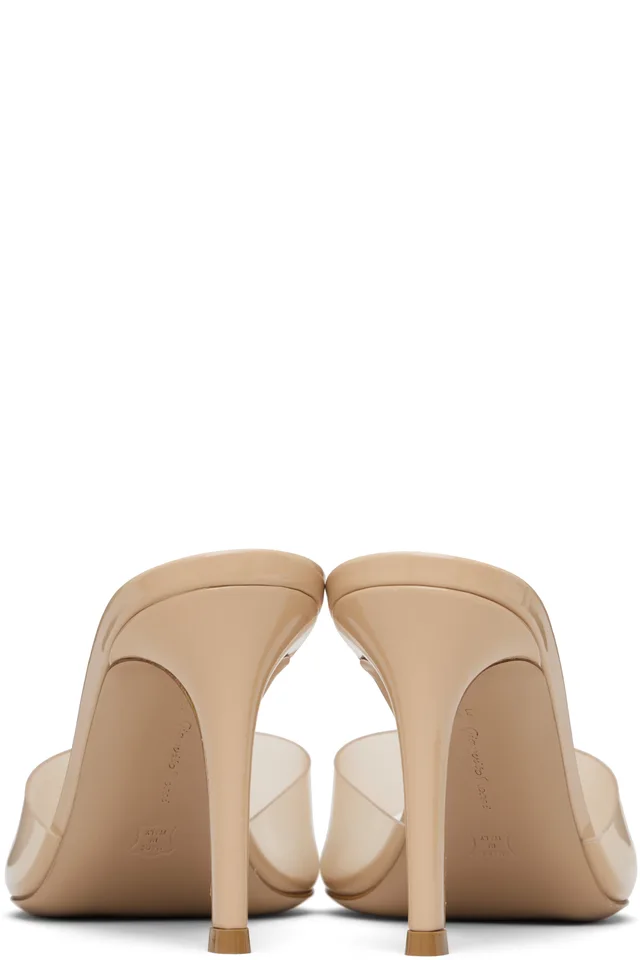 Gianvito Rossi Beige Elle 85 Heeled Sandals, photo 2 of 5 from SSENSE