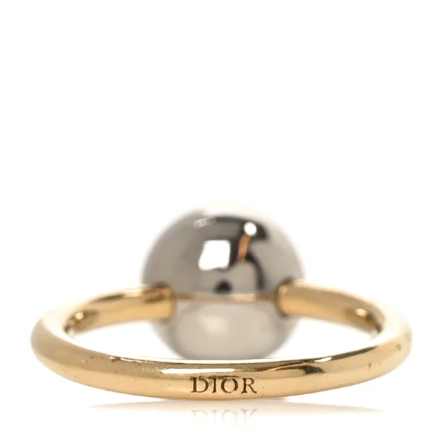 Dior Metal CD Sphere Ring 52 6 Gold Silver in Gold from FASHIONPHILE, photo 3 of 4