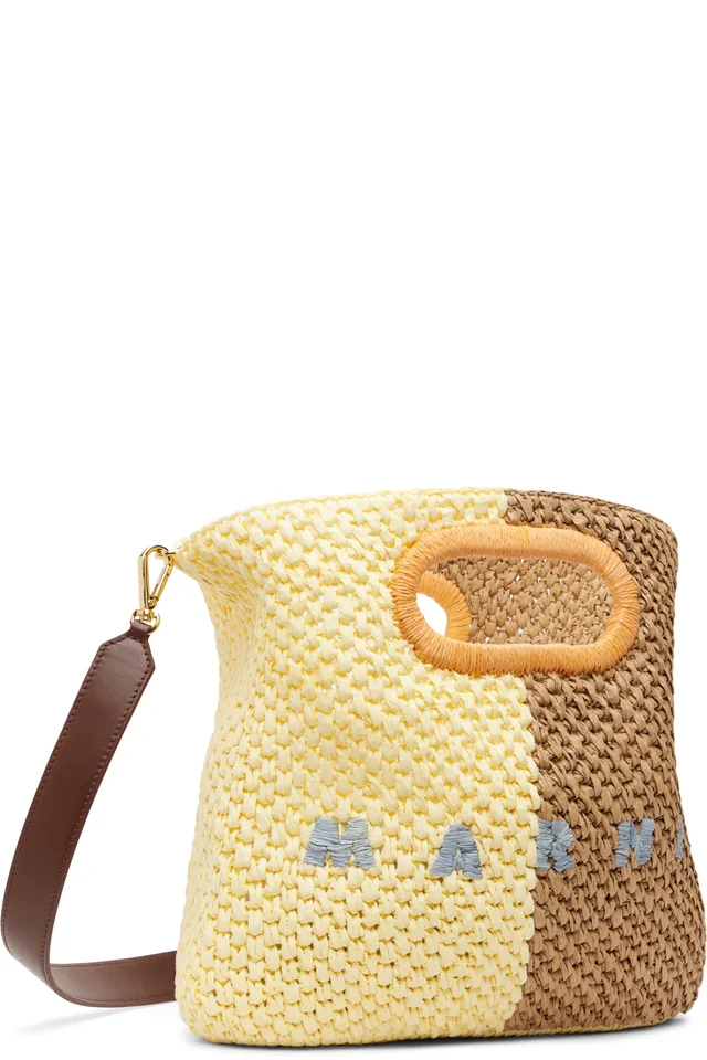 Marni Brown & Yellow Paper Raffia Seaside Bag, photo 2 of 2 from SSENSE