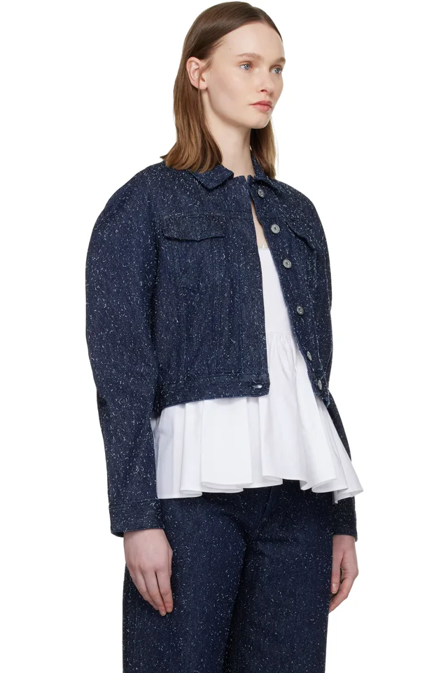JACQUEMUS Navy 'The Ovalo de-Nîmes' Denim Jacket, photo 2 of 4 from SSENSE