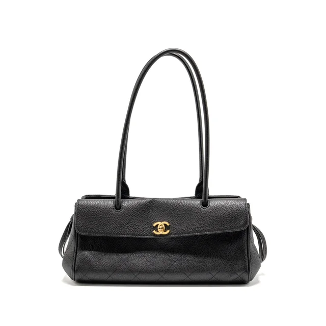 Chanel 26S Urban Essential East West Small TOTE Grained Calfskin Black GHW (Microchip) in Black Caviar leather from EMIER