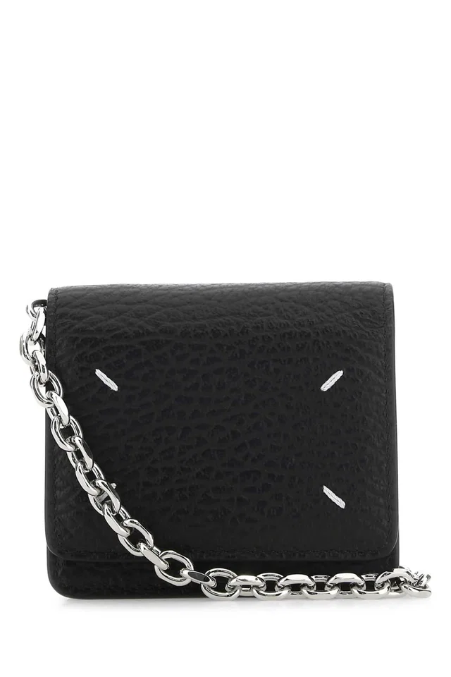Maison Margiela Chain Wallet — Black in Black Leather from HEWI