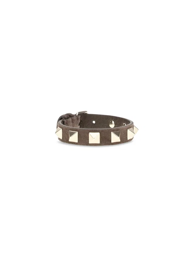 Valentino Garavani Rockstud Bracelet — Brown Calf Leather Bos Taurus Bracelets in Brown Calfskin from HEWI