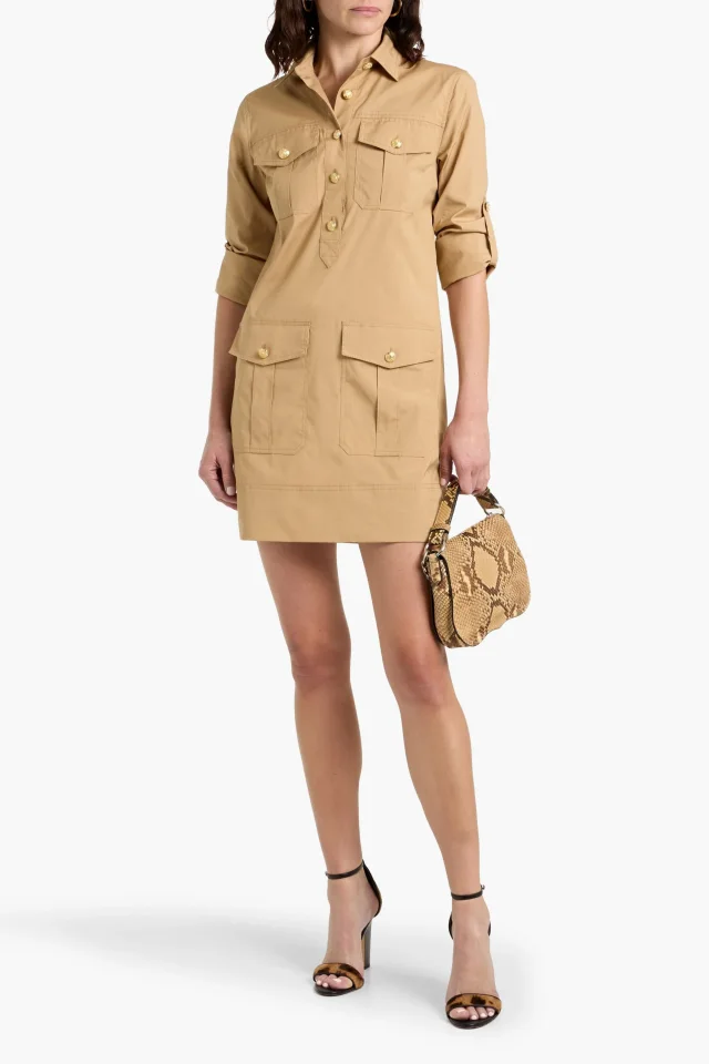 Veronica Beard Saude Cotton-Blend Mini Shirt Dress in Sand, photo 2 of 5 from THE OUTNET