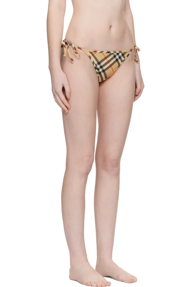 Burberry Beige Check Bikini Bottom, photo 2 of 4 from SSENSE