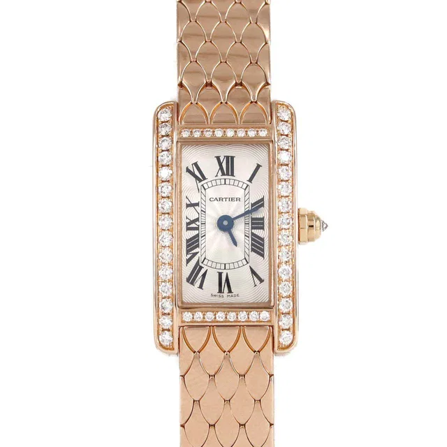 Cartier Mini Tank Americaine Pink Gold Quartz in Pink from LuxUness