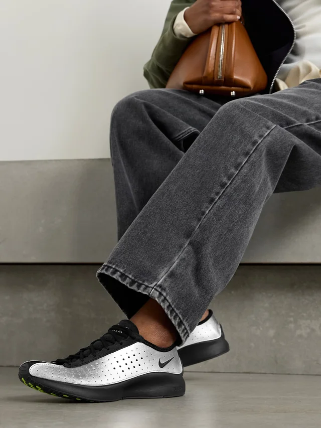 NIKE Air Superfly suede and perforated metallic leather sneakers in Metallic, photo 2 of 2 from NET-A-PORTER (Canada)