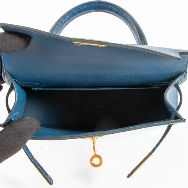 Hermès Kelly Mini II Deep Blue Madame GHW in Blue Leather from Labellov, photo 8 of 17