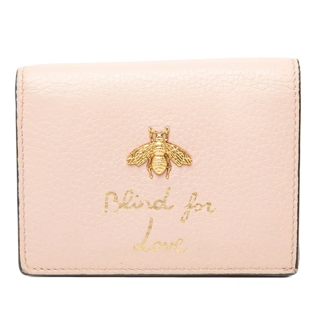 Pink Gucci Calfskin Blind for Love Compact Wallet in Pink Calfskin from Designer Revival