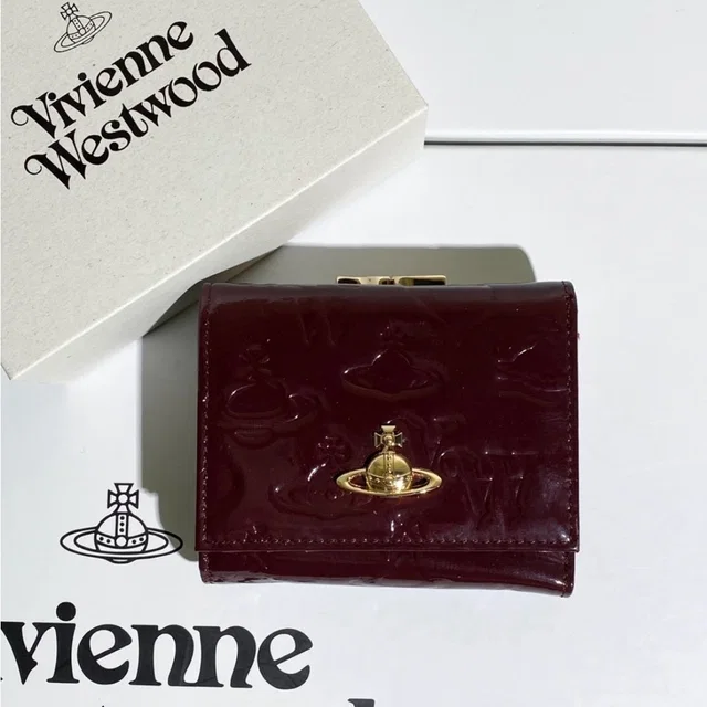 Vivienne Westwood Burgundy Patent Leather Wallet With Gold Orb Detail in gold|red Patent leather from Poshmark