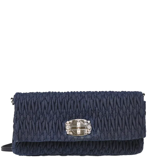 Miu Miu Navy Denim Matelasse Shoulder Bag in Navy Denim from AMORE Vintage Tokyo