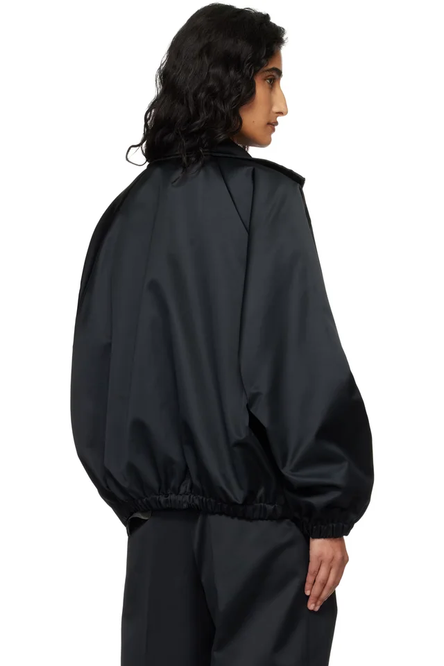 The Frankie Shop Black Baxter Satin Track Jacket, photo 3 of 4 from SSENSE