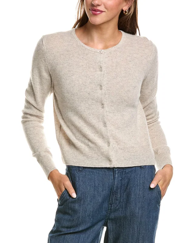 Forte Cashmere Basic Cropped Button 100% Cashmere Cardigan, image 1 of 1 from Gilt