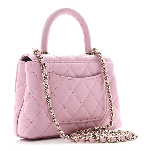 Chanel Caviar Quilted Coco Handle Clutch in Pink Caviar leather from FASHIONPHILE, photo 3 of 11