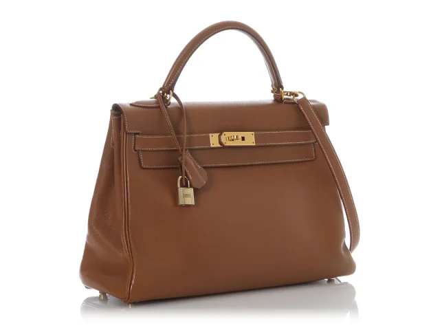 Hermès Vintage Gold Courchevel Kelly 32 in Gold Epsom leather from Ann's Fabulous Finds, photo 5 of 11
