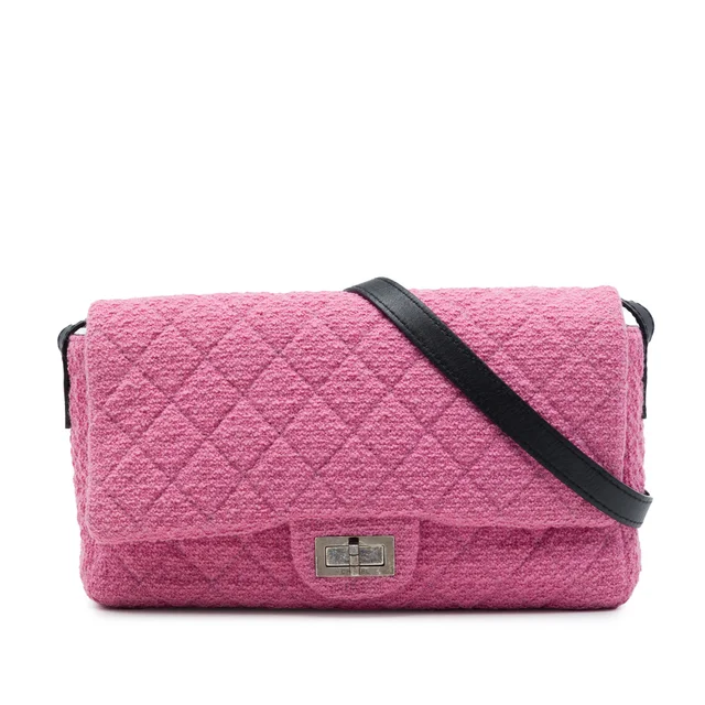 Pink Chanel Jumbo Quilted Tweed Reissue 2.55 Easy Messenger Flap Crossbody Bag in Pink Tweed from Designer Revival, photo 1 of 1