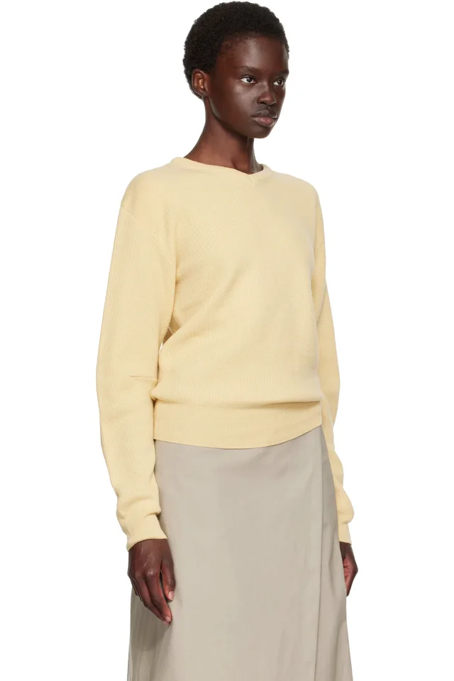 TONYWACK Yellow Superfine Wool Commando V-Neck Sweater, photo 2 of 4 from SSENSE