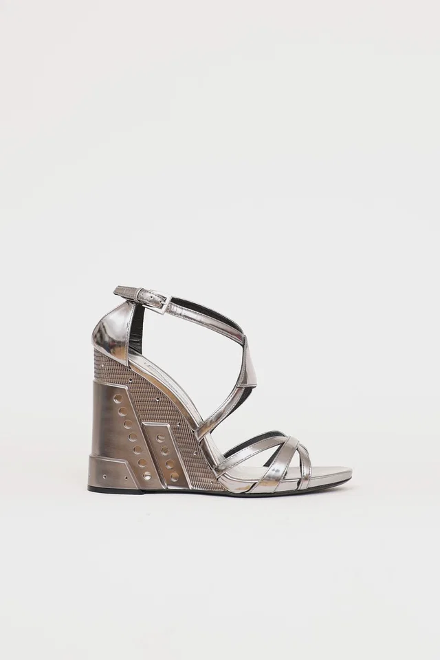 Prada FW 2014 Capretto Lamina Wedge in Leather from VSP Consignment