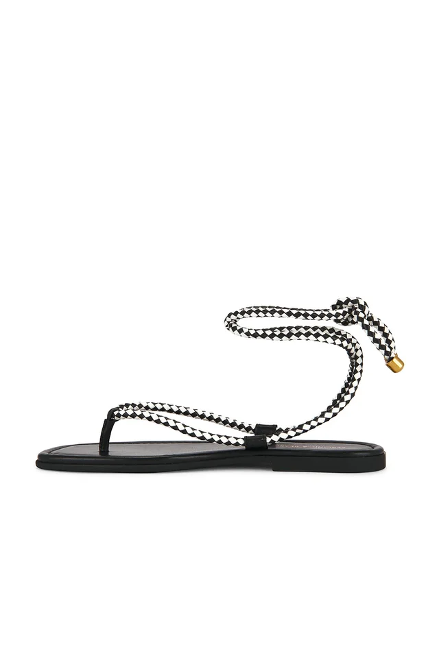Veronica Beard Carmina Woven Cord Sandal in Black & Coconut, photo 5 of 5 from REVOLVE (Canada)