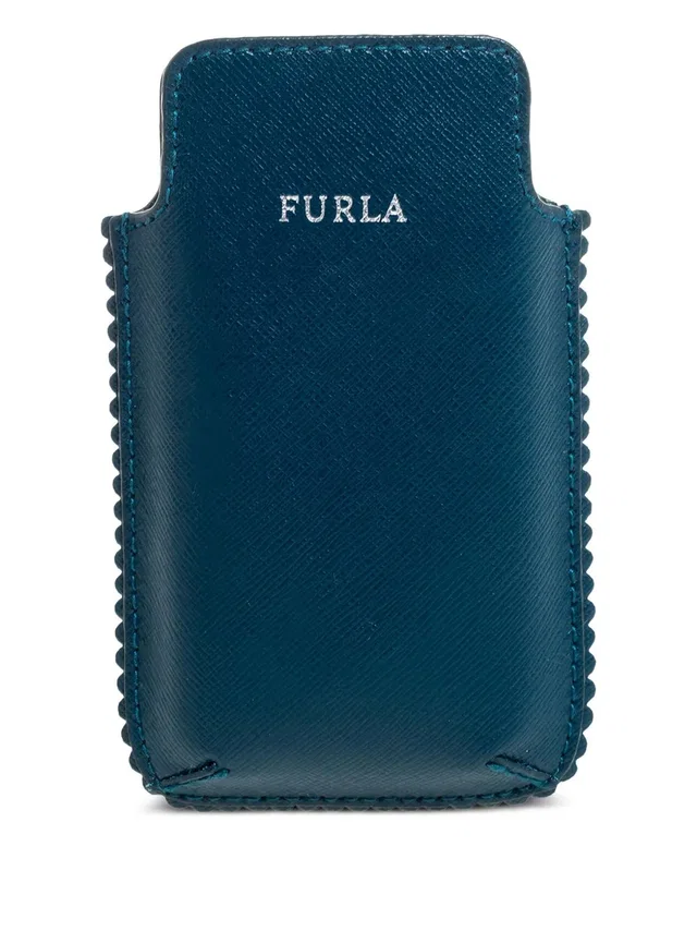 Furla leather scalloped-edge phone case - women - Calf Leather/Nylon - One Size - Blue in blue Calfskin from Farfetch