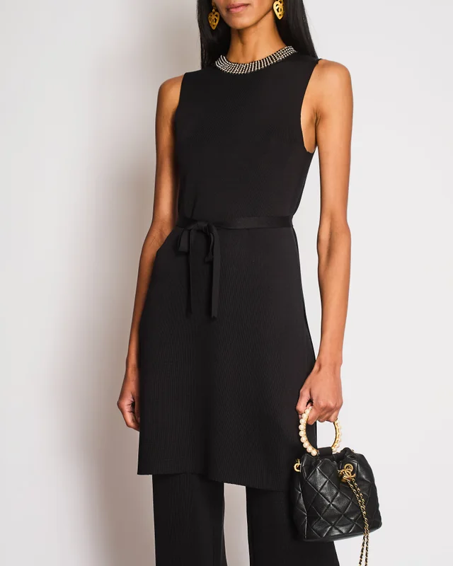 Dior Black Sleeveless Top with Embellished Neckline and Matching Trouser Size FR 36/40 (UK 8/12) in Black Silk from Sellier, photo 2 of 2