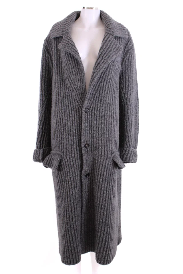 Bottega Veneta Long Knitted Coat Grey in Grey from Luxury Promise