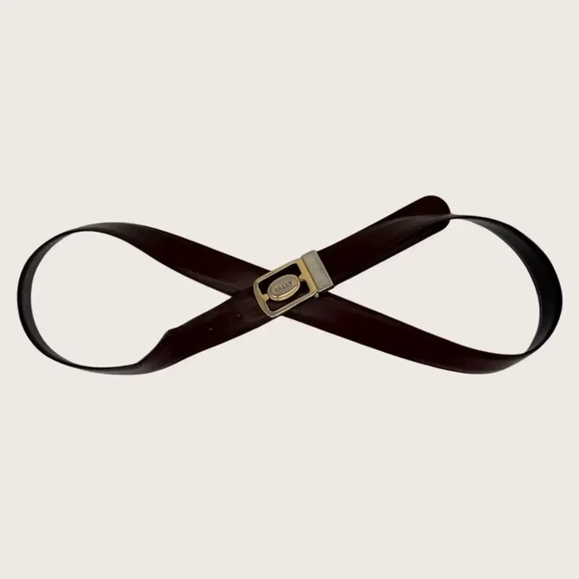 Bally Vintage Belt Mens 36 Black Burgundy Leather Gold Logo Buckle Upcycle Diy 40" in Brown in brown|red Leather from Grailed