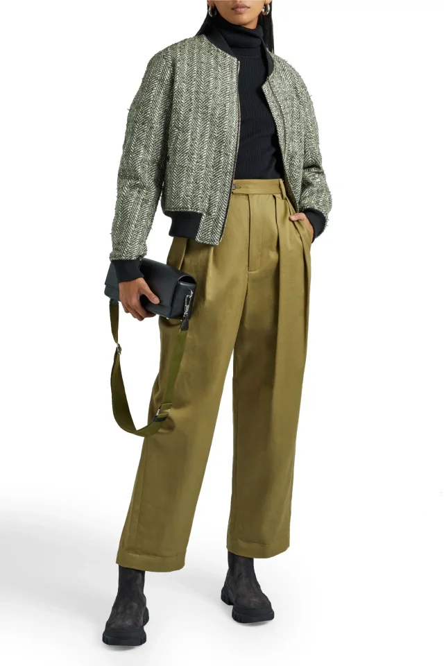 Rag & Bone Manston Metallic Herringbone Wool-Blend Tweed Bomber Jacket in Green, photo 2 of 4 from THE OUTNET