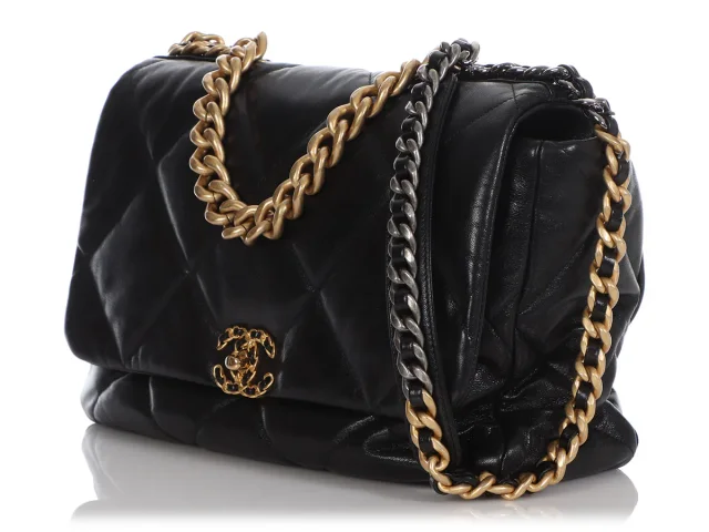 Chanel Maxi Black Quilted Goatskin 19 Flap in Black Goatskin from Ann's Fabulous Finds, photo 4 of 10