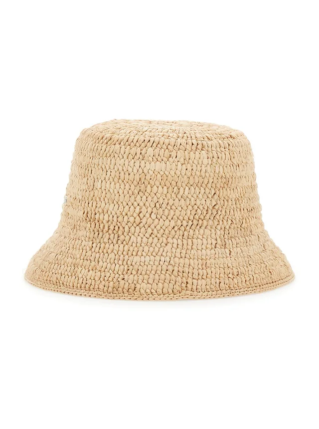 HELEN KAMINSKI Beige Bucket hat with Logo Plate on the Front in Raffia for Women in Beige 100% Raffia, photo 2 of 6 from Gaudenzi Boutique