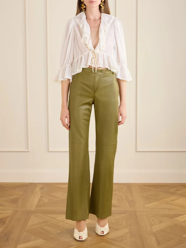 CHLOÉ High-rise paneled leather straight-leg pants in Green, photo 2 of 2 from NET-A-PORTER (Canada)
