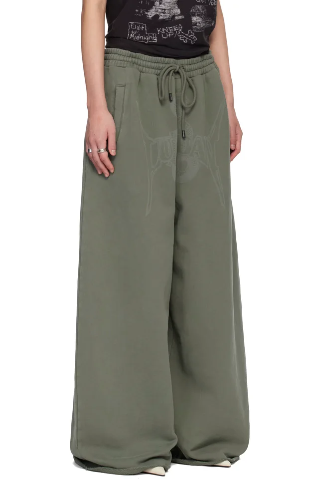 LU'U DAN Green Raw-Cut Bontan Sweatpants, photo 2 of 4 from SSENSE