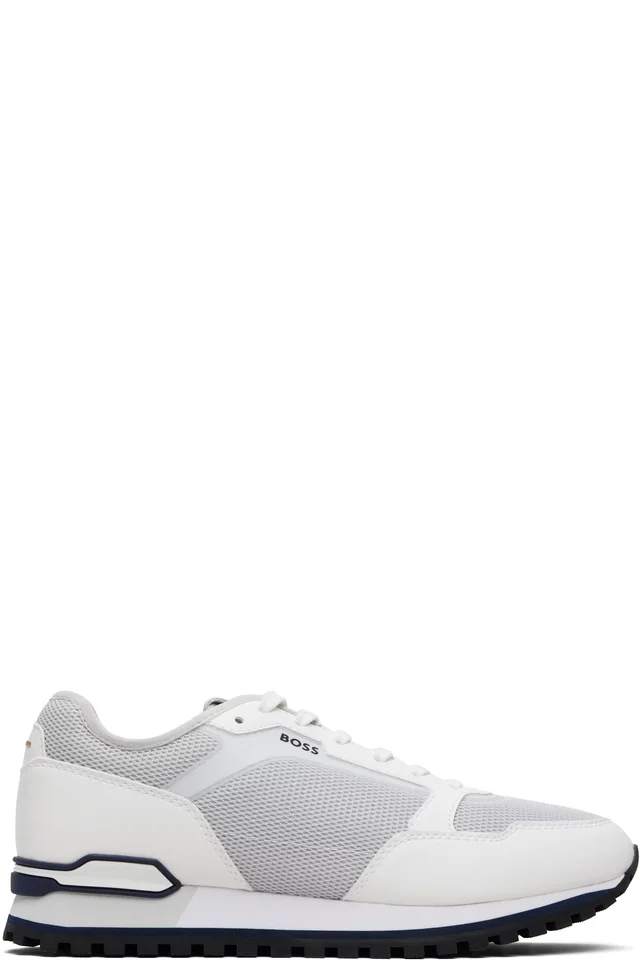BOSS Gray & White Running-Inspired Sneakers, image 1 of 1 from SSENSE