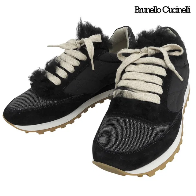 Brunello Cucinelli Moni Less Suede Sneakers Black 36.5 in Black Suede from The Reluxe