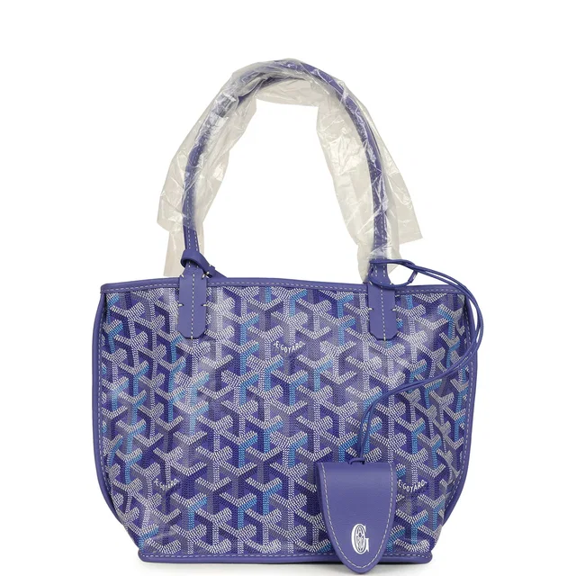Goyard Goyardine Anjou Blueberry Purple Mini Bag Palladium Hardware in Purple Calfskin from Madison Avenue Couture
