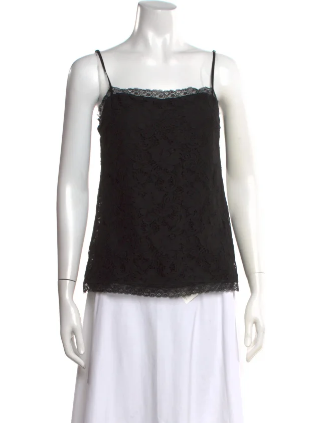 Zimmermann Lace Pattern Square Neckline Top in black from The RealReal