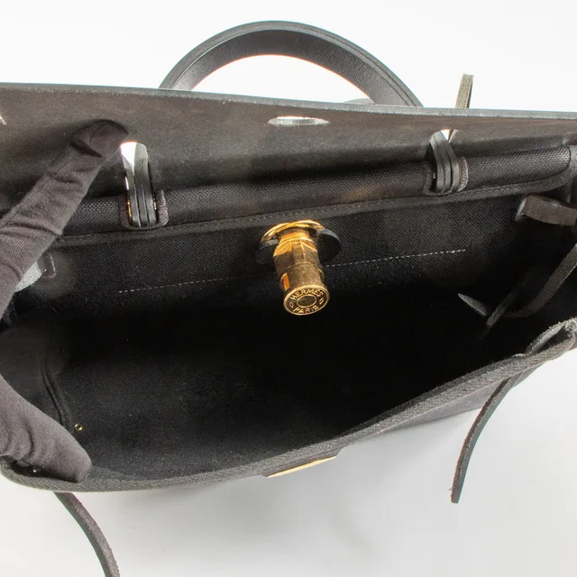 Hermès Herbag Zip 31 Black Toile Militaire/Hunter GHW in Black Canvas from Labellov, photo 7 of 8