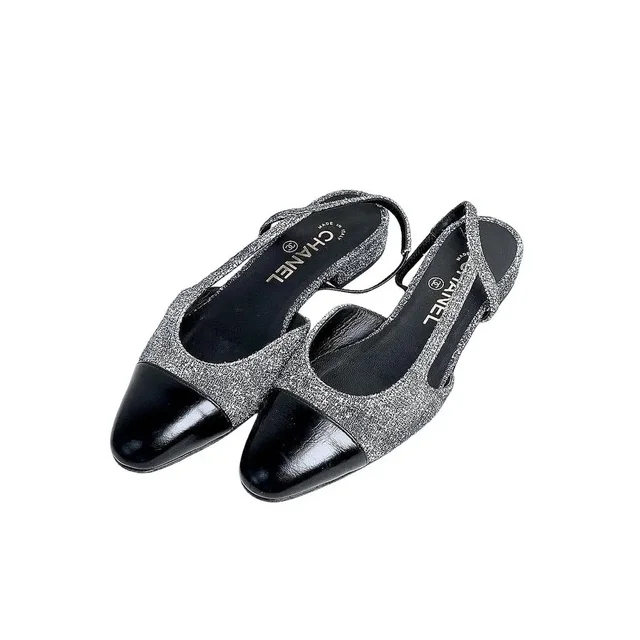 Chanel Cap Toe Slingback Flats Size 36.5 in gray Tweed from Grailed, photo 1 of 1