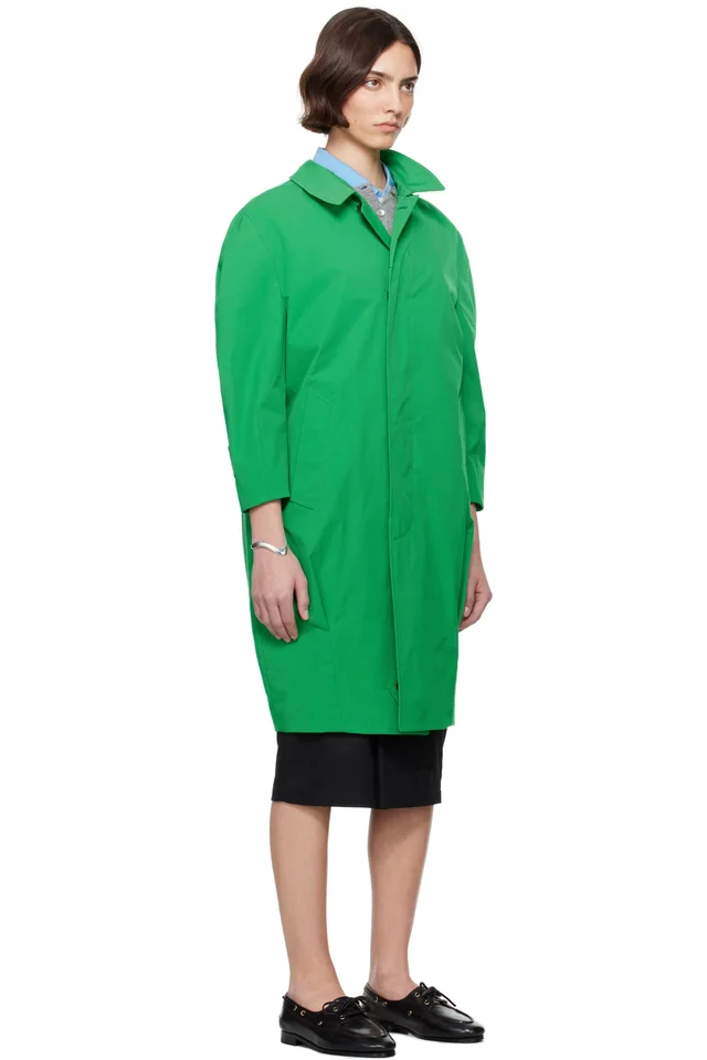 Bally Green Twill Coat, photo 2 of 4 from SSENSE