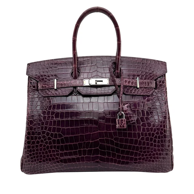 Hermès Amethyst Shiny Crocodile Birkin 35 Gold Hardware, 2011 from Sotheby's