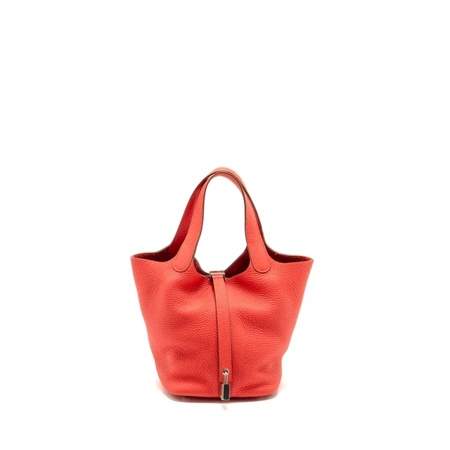 Hermès Picotin 18 Lock Bag Clemence T5 Rose Jaipur SHW Stamp X in Pink Clemence leather from EMIER