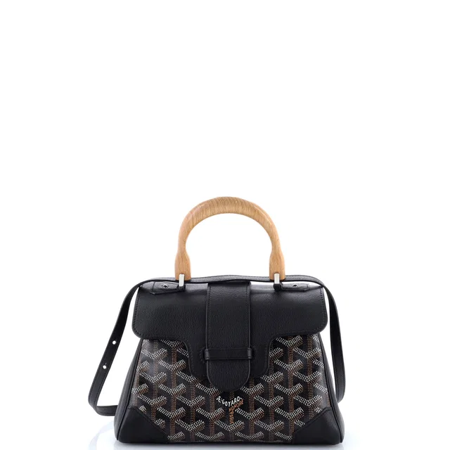 Goyard Saigon Top Handle Bag Coated Canvas with Leather Mini in black Coated canvas from Rebag