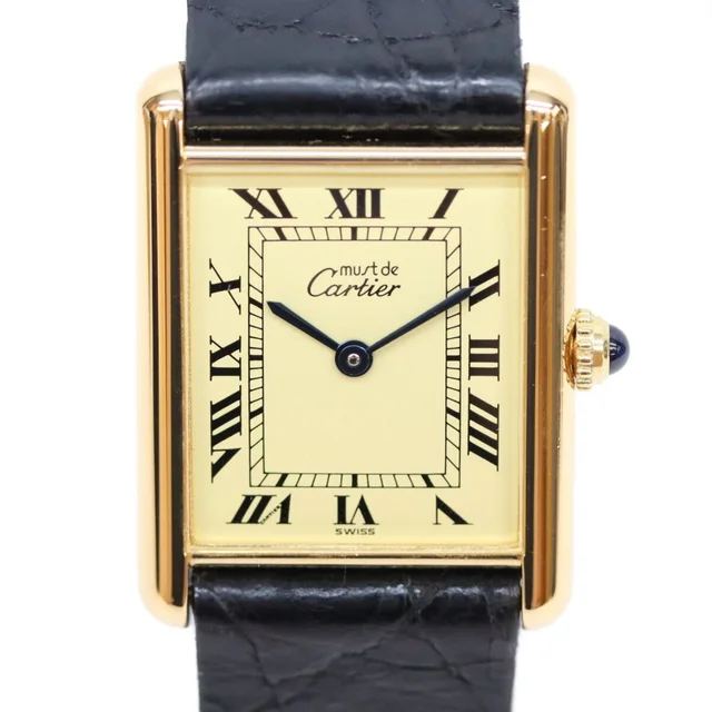 Cartier Must Tank LM Vermeil Ivory Dial Leather in White Leather from The Reluxe