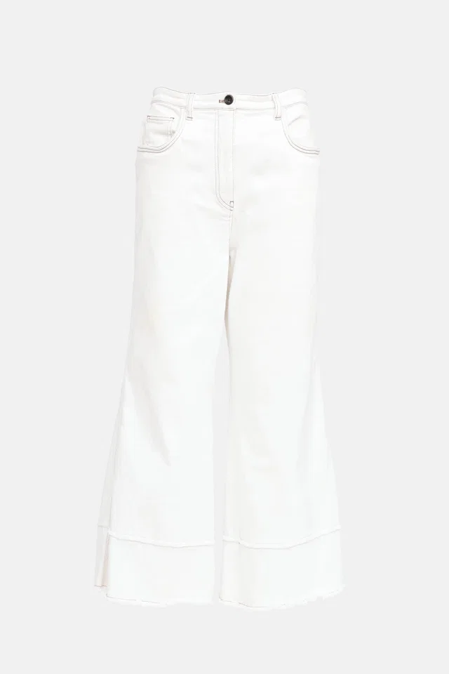 Miu Miu 2017 Frayed Hem Jeans in Leather from VSP Consignment